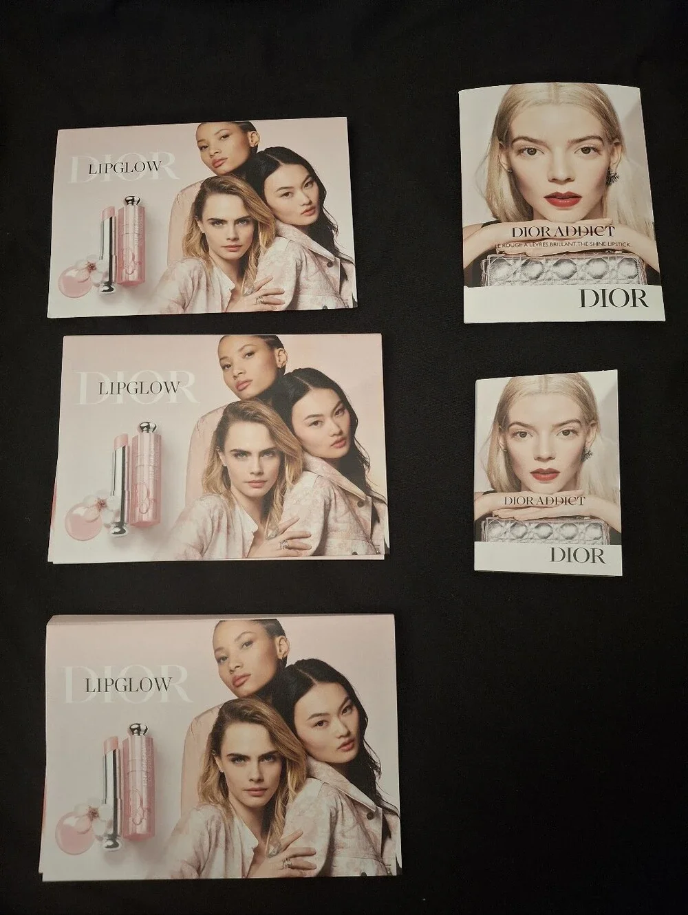 Dior Sample Lip Color Cards- 5 Total Samples Lip Glow And Dior Addict